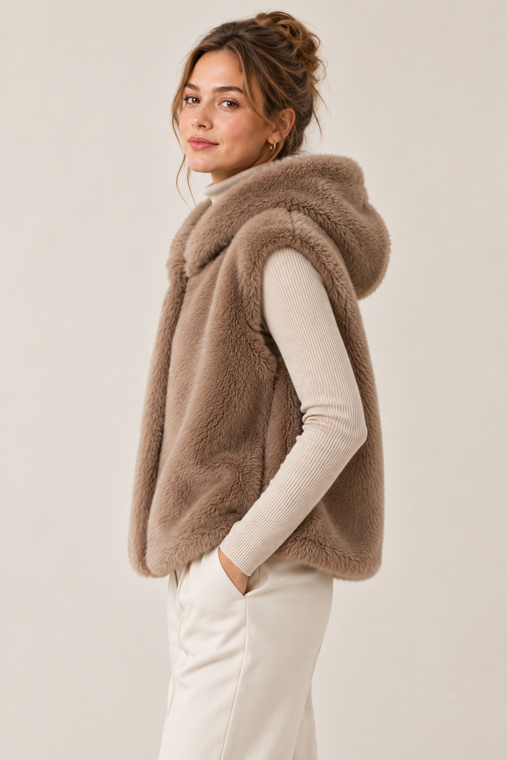 Faux Fur Hooded Vest GPV-4355