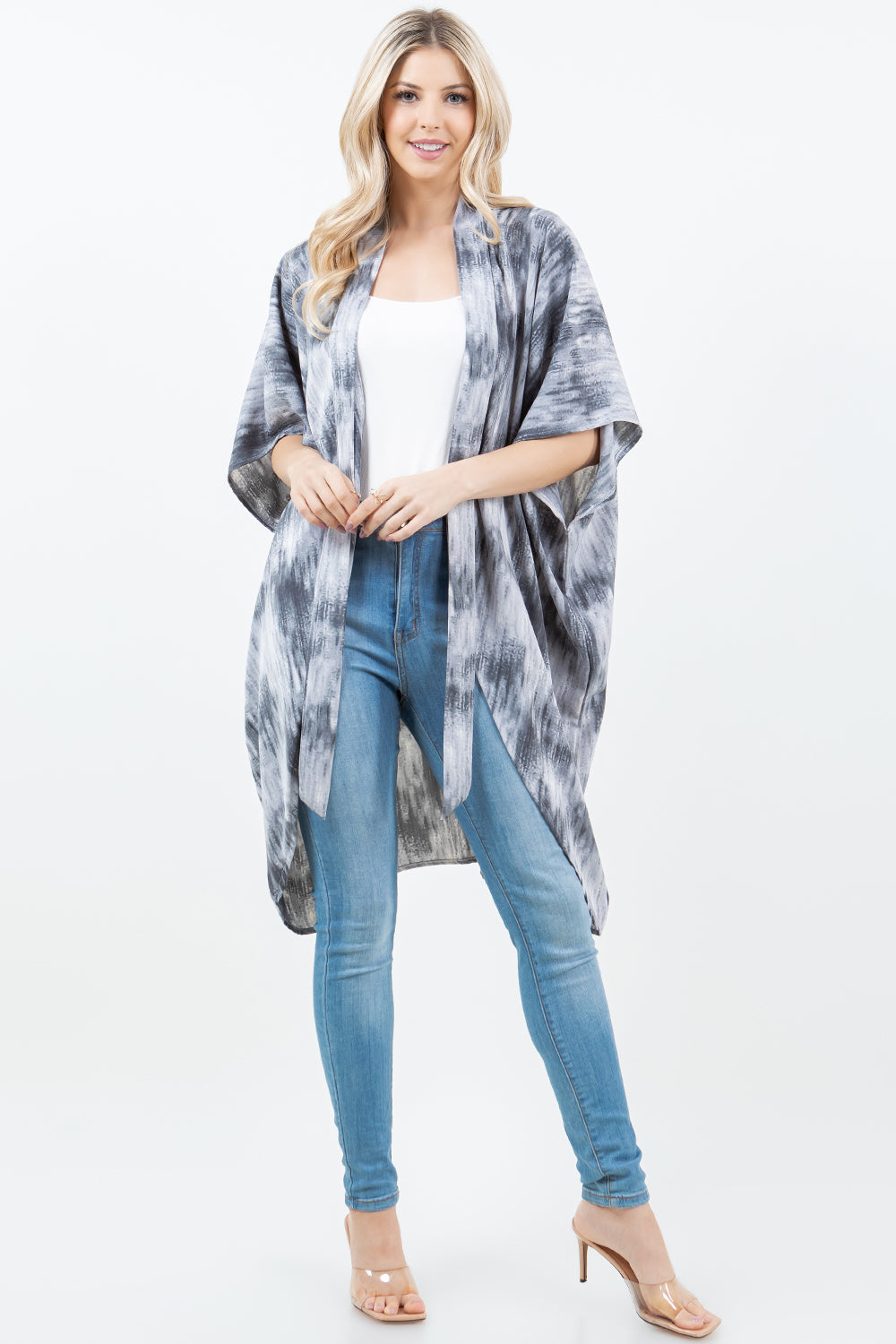 KP-5503 Tie-dyed Kimono w/ Scarf