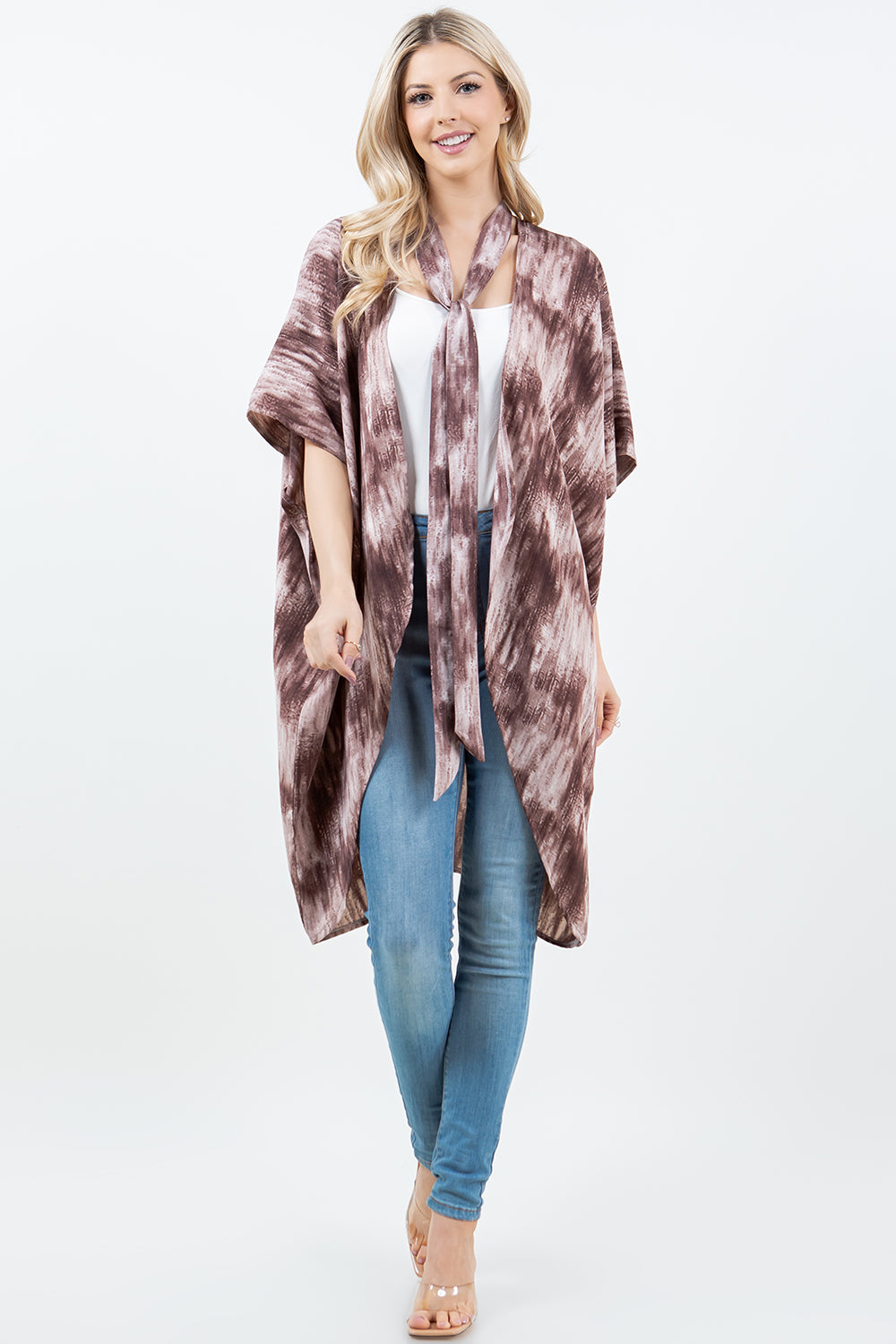 KP-5503 Tie-dyed Kimono w/ Scarf