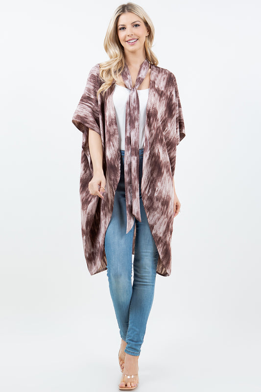 KP-5503 Tie-dyed Kimono w/ Scarf