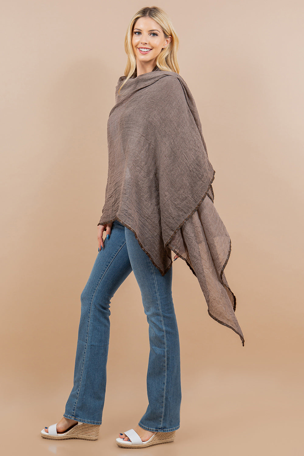 OA-4292 solid scarf with border