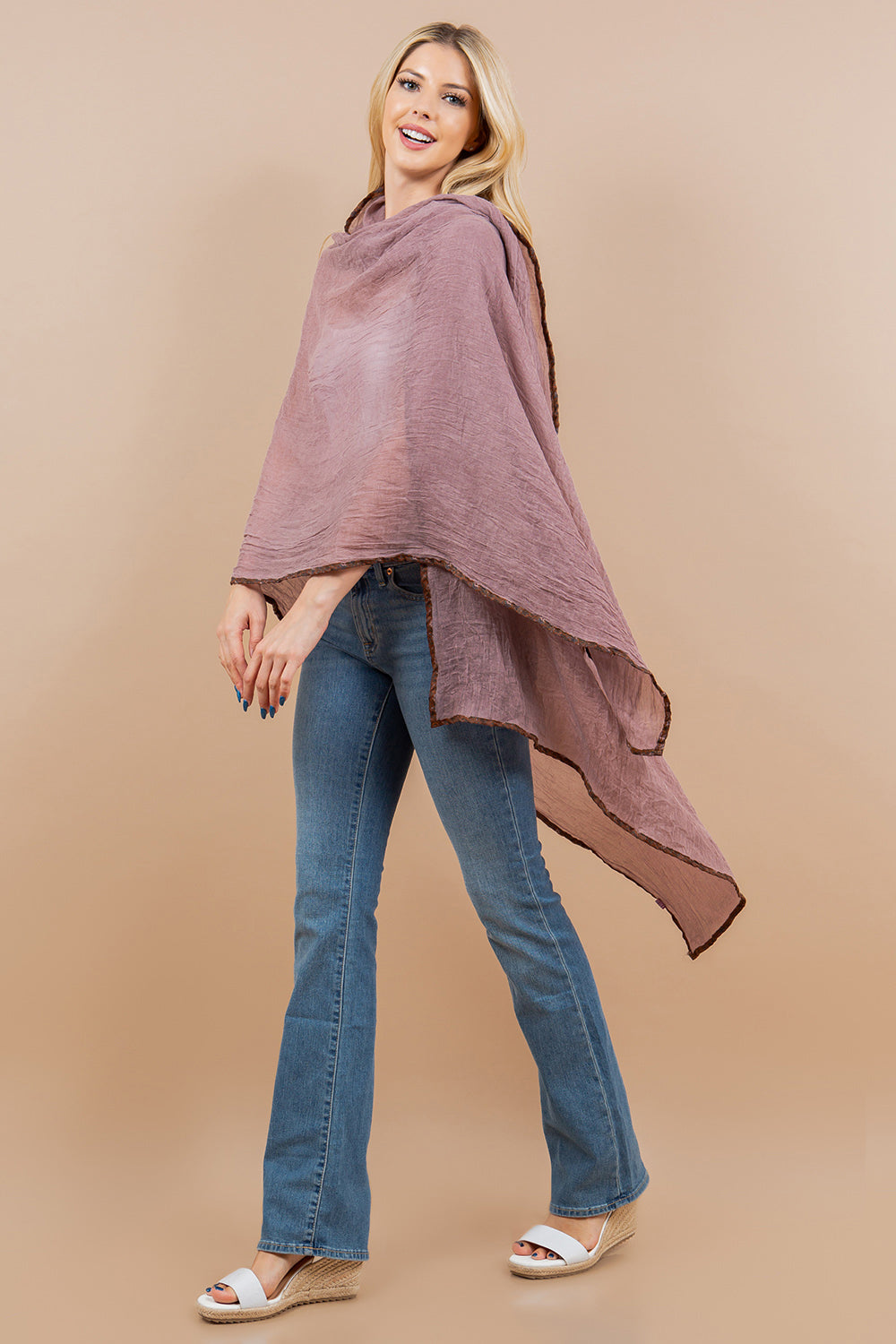 OA-4292 solid scarf with border