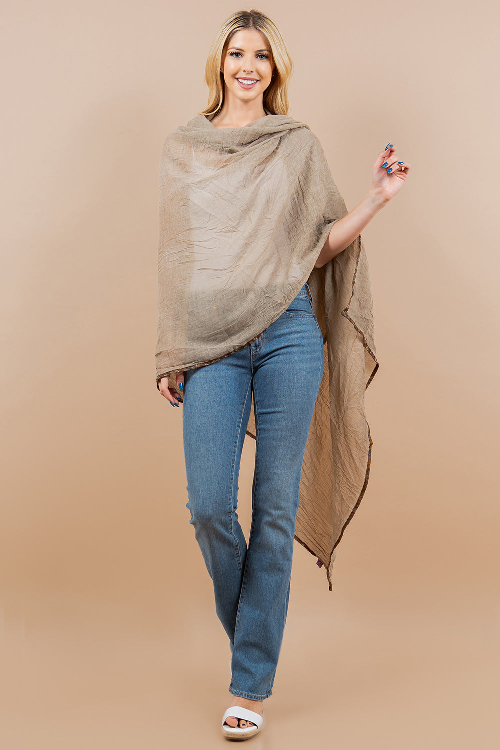 OA-4292 solid scarf with border
