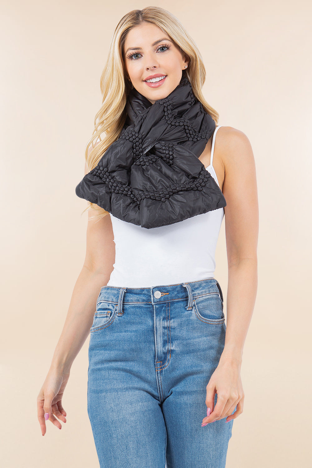 OP-4273 solid color puffer scarf