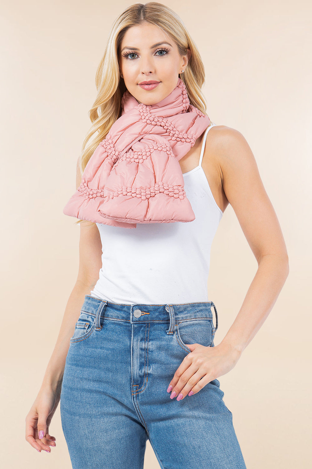 OP-4273 solid color puffer scarf