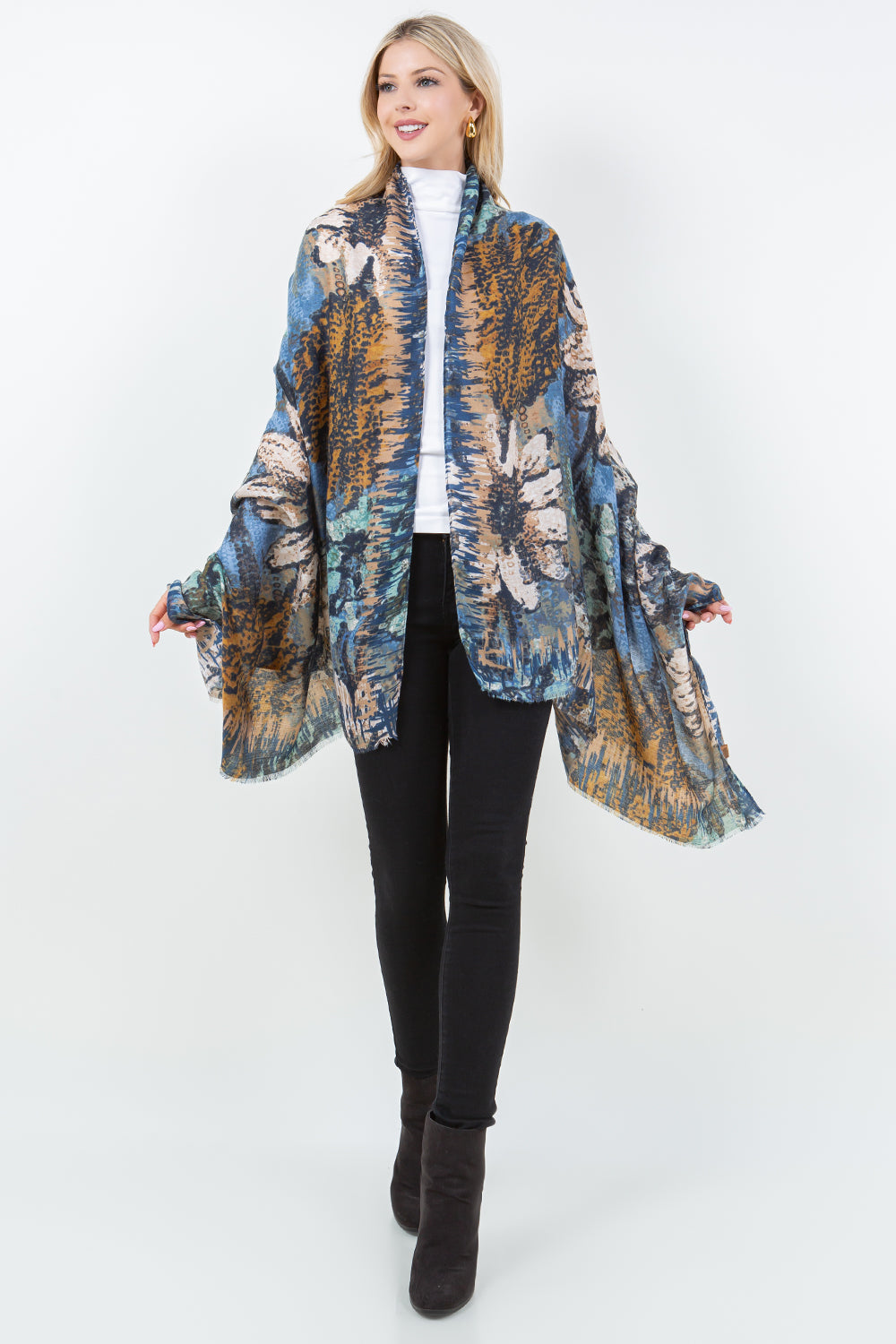 OP-4301 Multi-Colored Abstract Floral Scarf