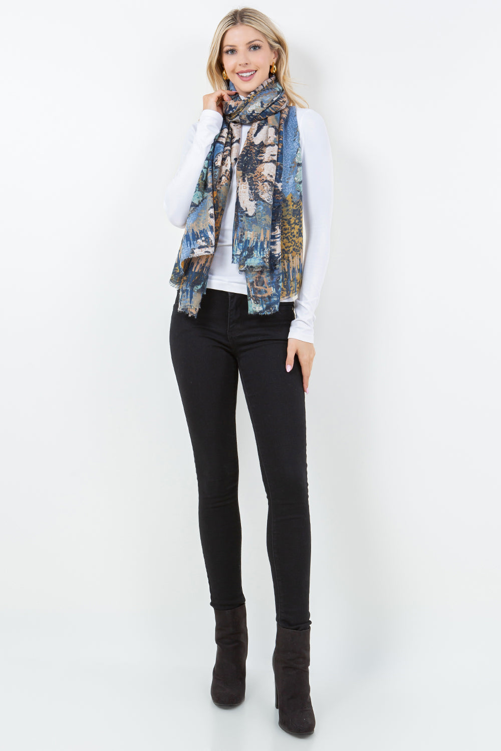 OP-4301 Multi-Colored Abstract Floral Scarf