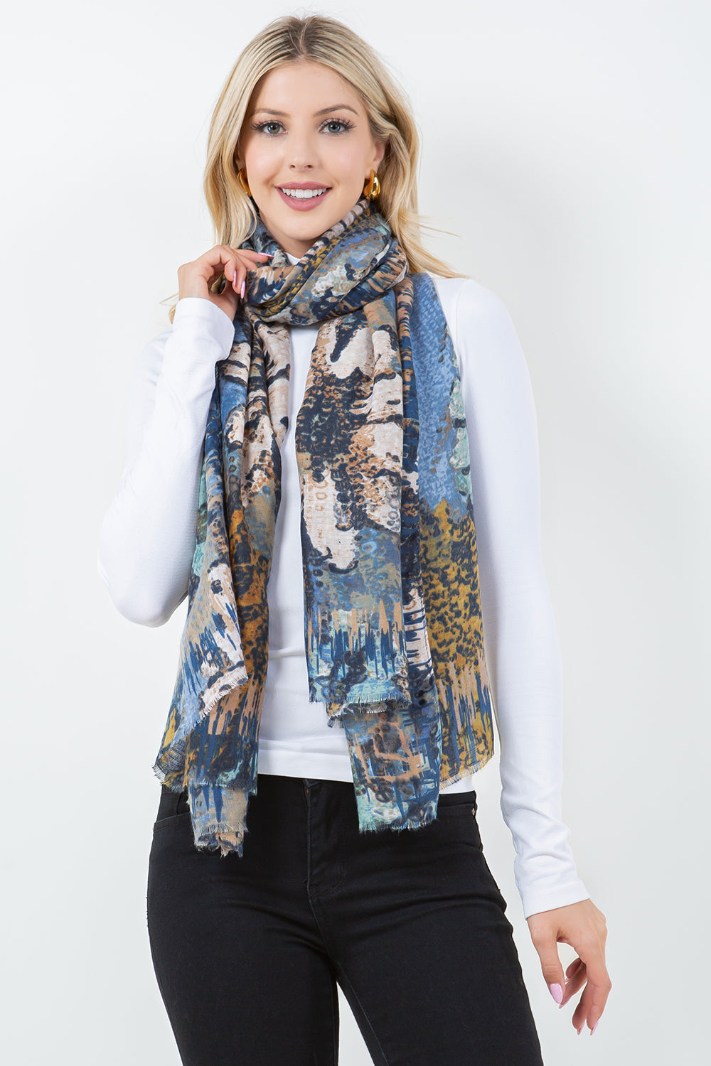 OP-4301 Multi-Colored Abstract Floral Scarf