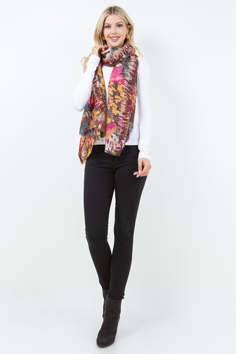 OP-4301 Multi-Colored Abstract Floral Scarf