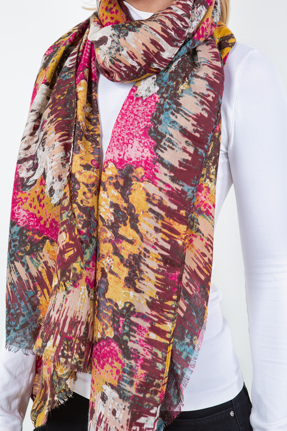 OP-4301 Multi-Colored Abstract Floral Scarf