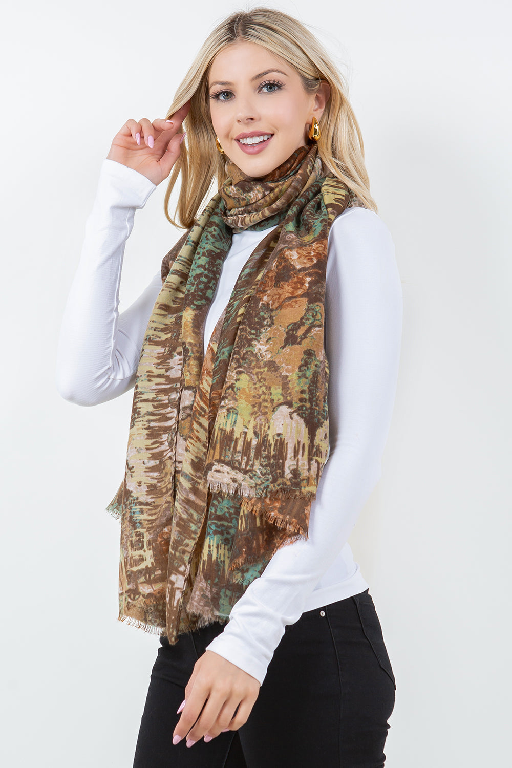 OP-4301 Multi-Colored Abstract Floral Scarf