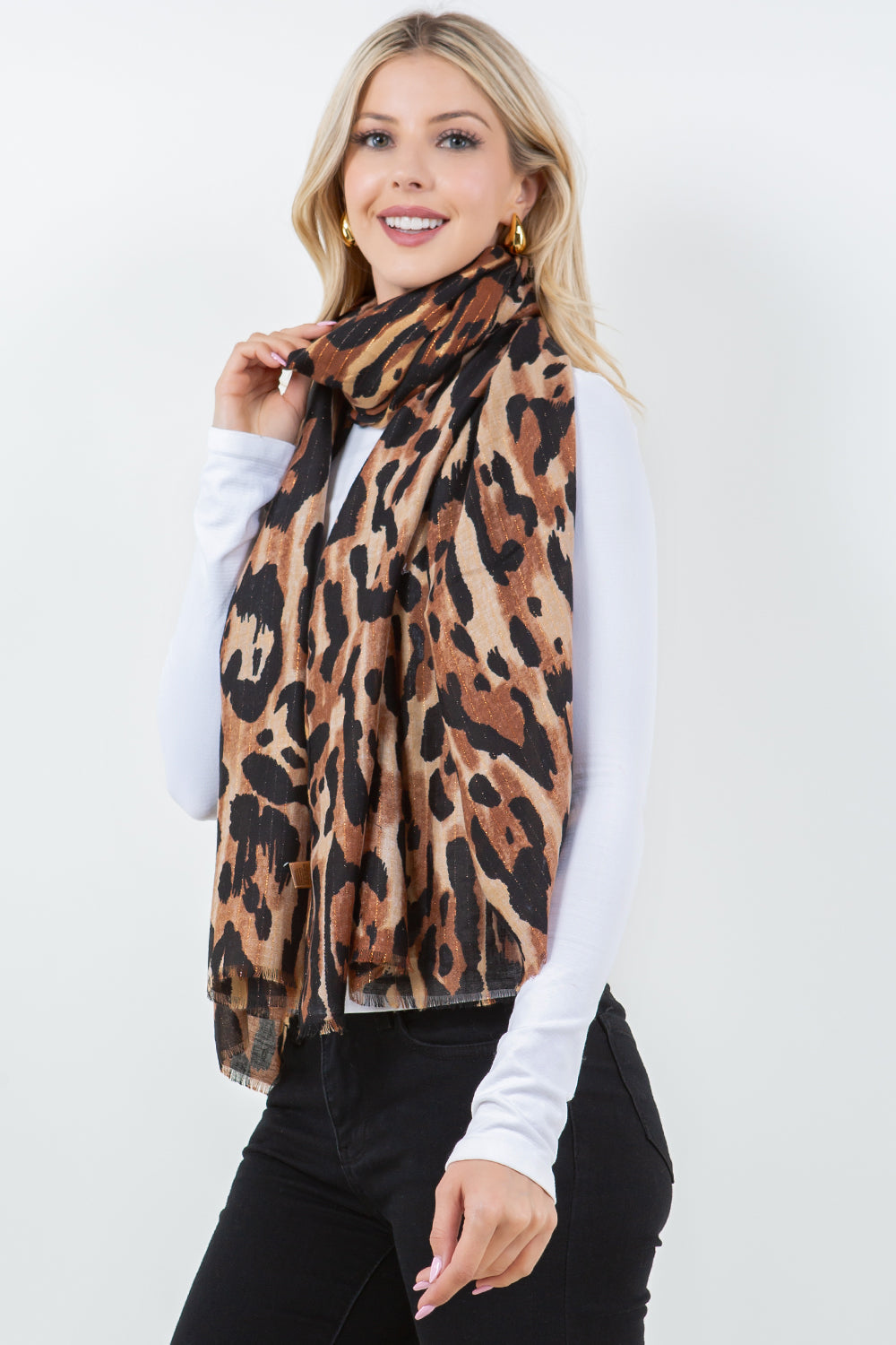 OP-4304 Leopard Scarf with Lurex