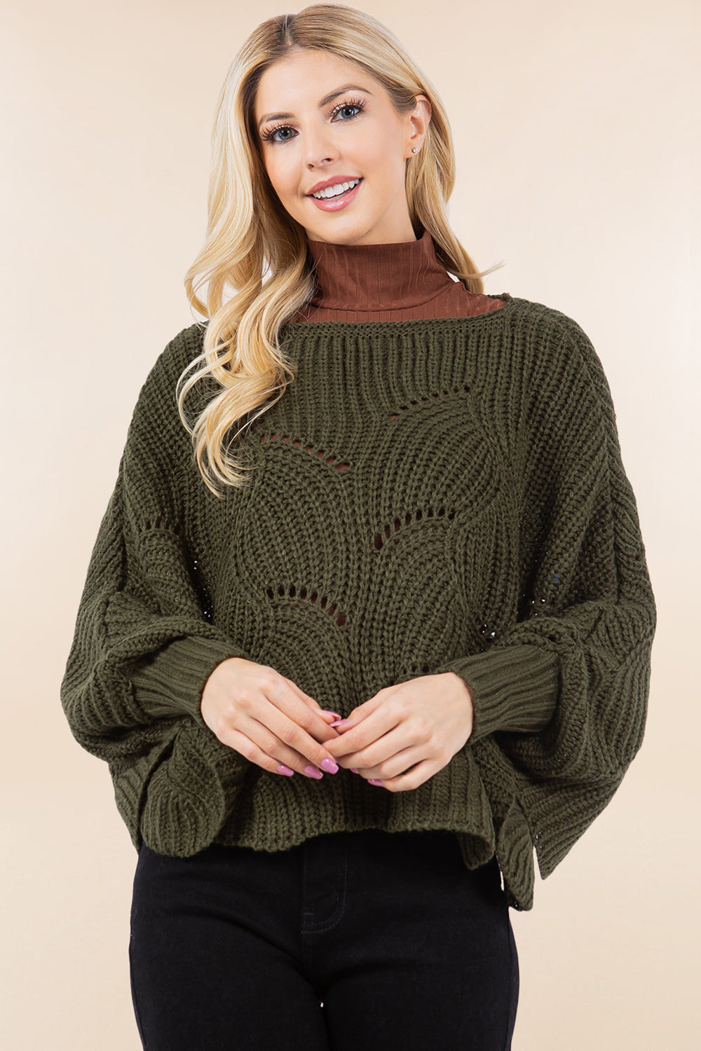 PA-4271 solid color poncho top