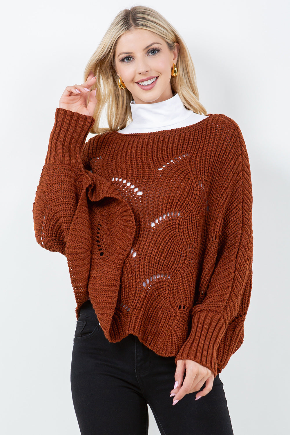 PA-4271 solid color poncho top