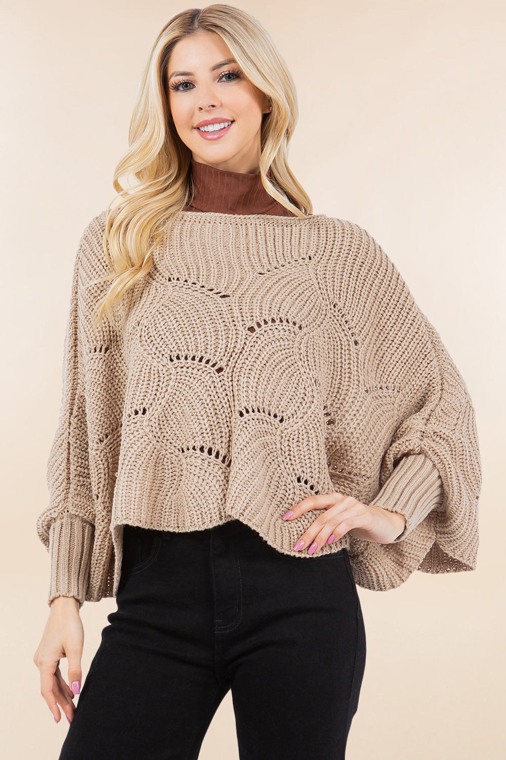 PA-4271 solid color poncho top