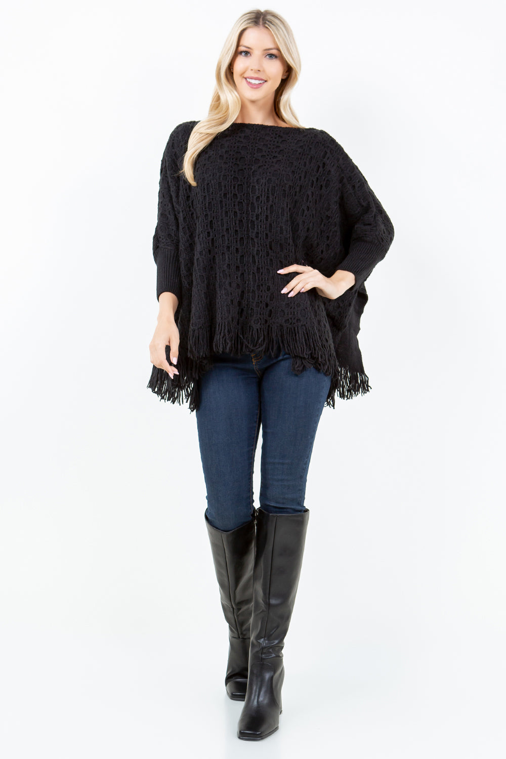 PA-4312 Solid Color Poncho with Sleeves