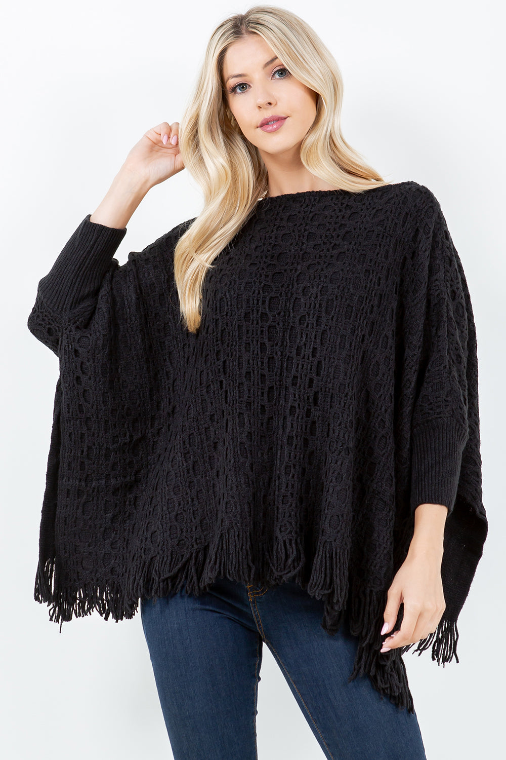 PA-4312 Solid Color Poncho with Sleeves