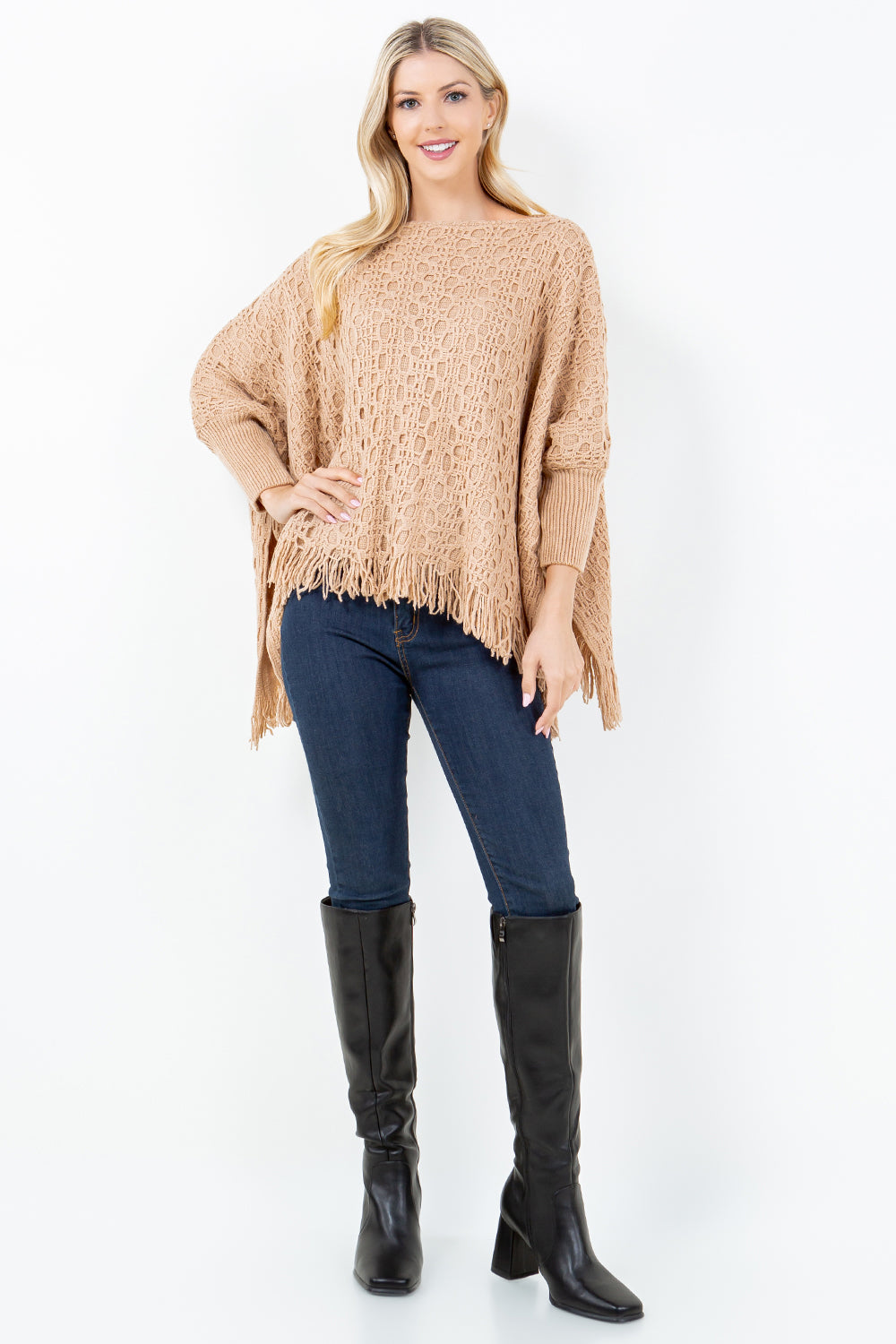 PA-4312 Solid Color Poncho with Sleeves