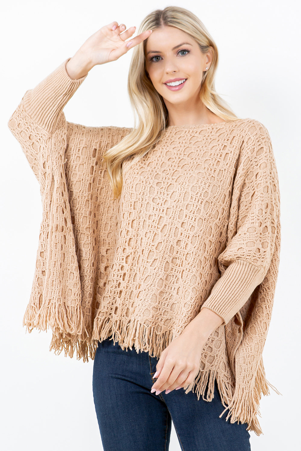 PA-4312 Solid Color Poncho with Sleeves