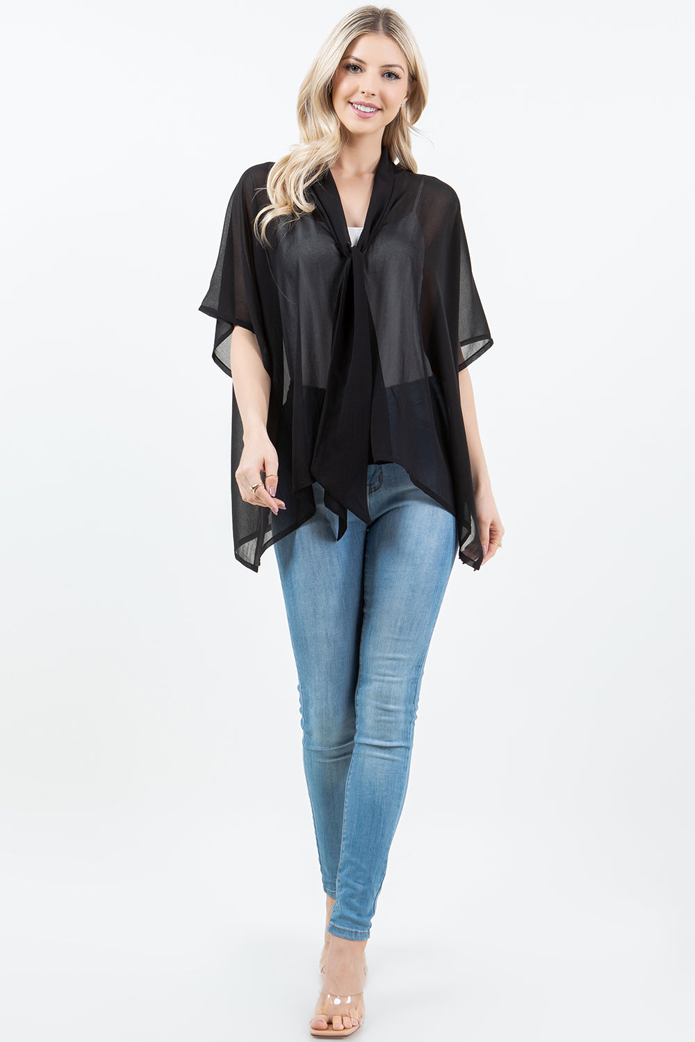 PON-5502 Solid Color Poncho w/ Scarf