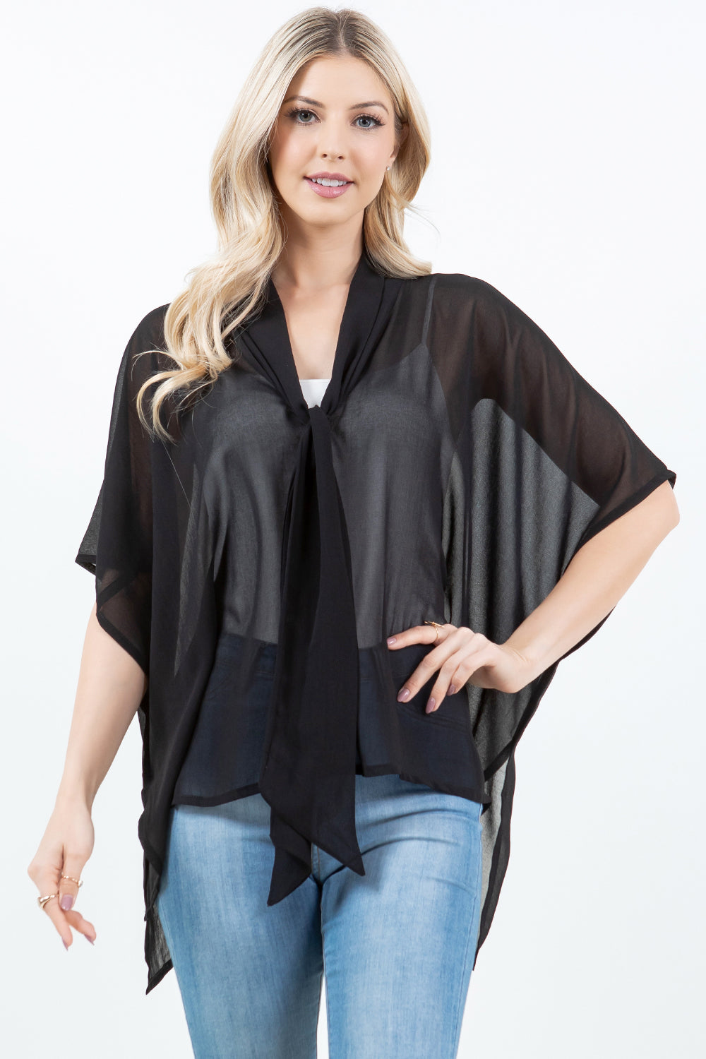 PON-5502 Solid Color Poncho w/ Scarf