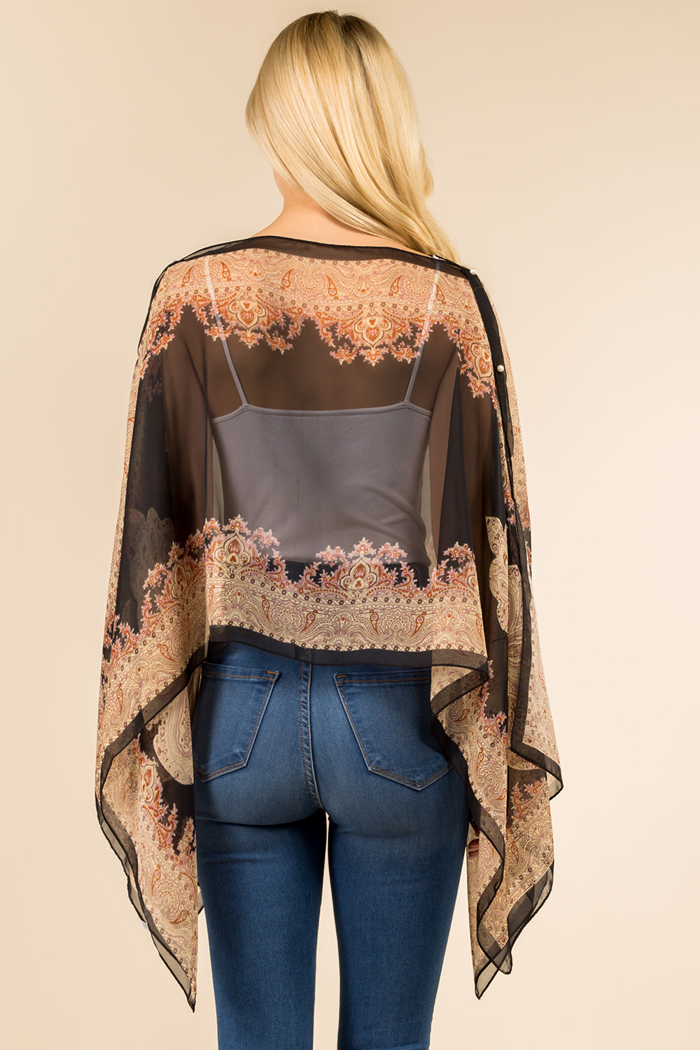 PP-3361 paisley design multi way poncho