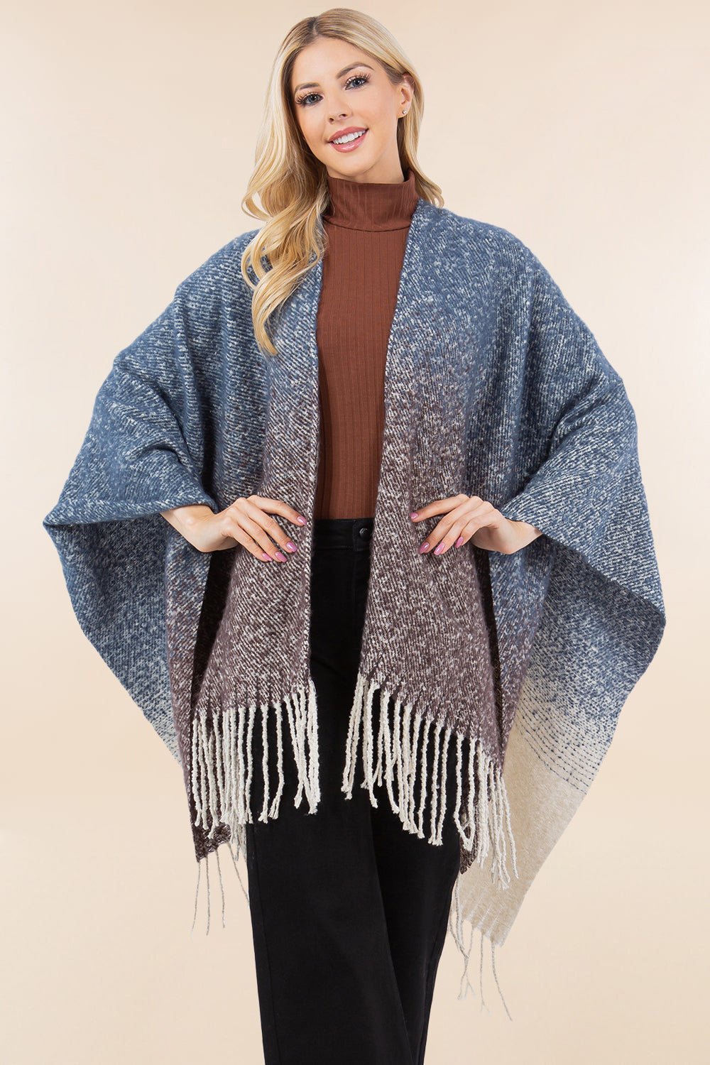 RA-4282 ombre ruana shawl