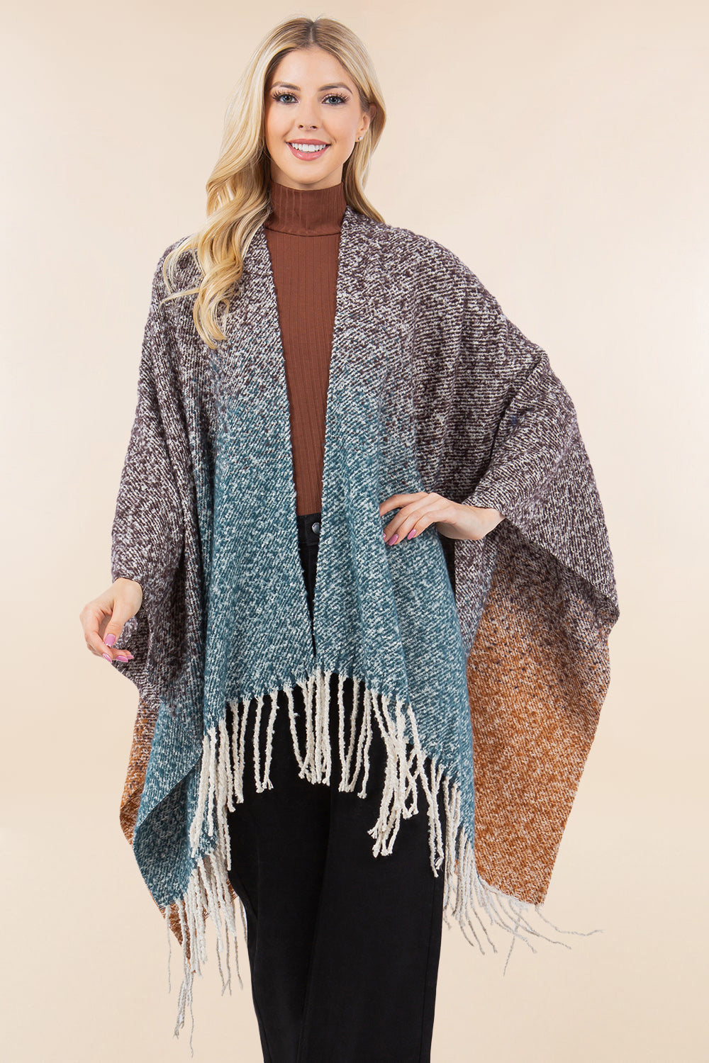 RA-4282 ombre ruana shawl