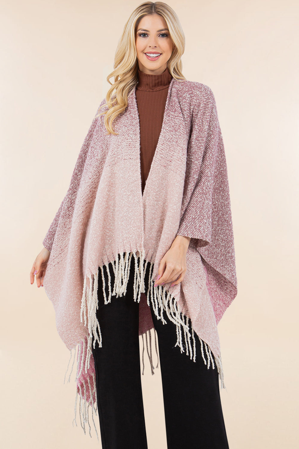 RA-4282 ombre ruana shawl