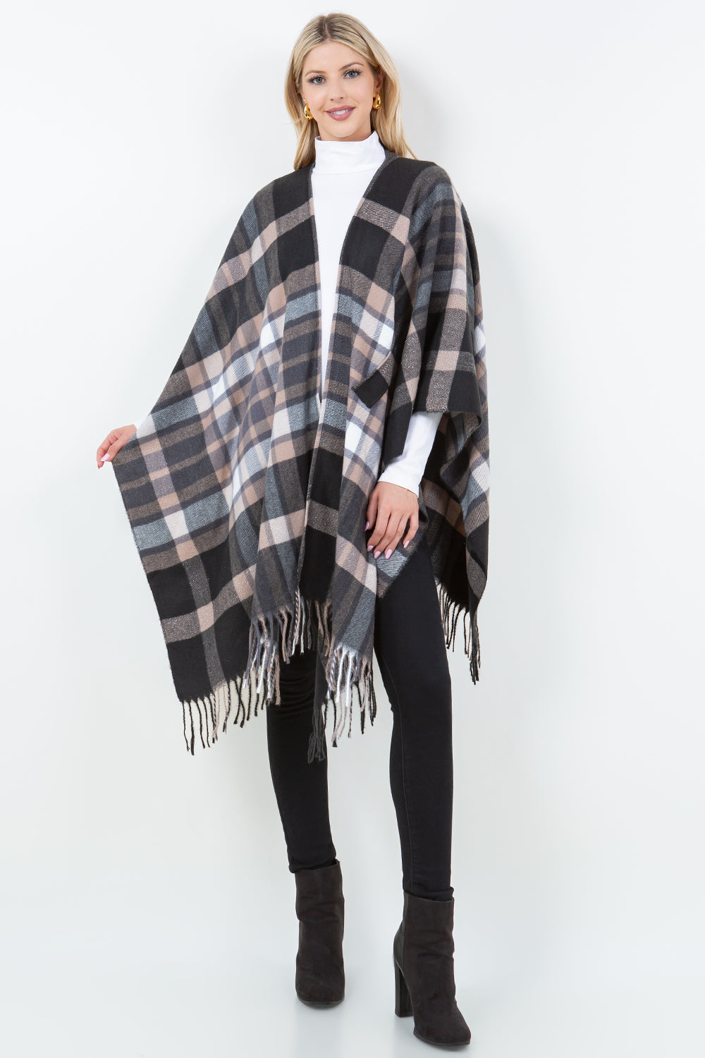 SH-4307 Plaid Shawl with Loop