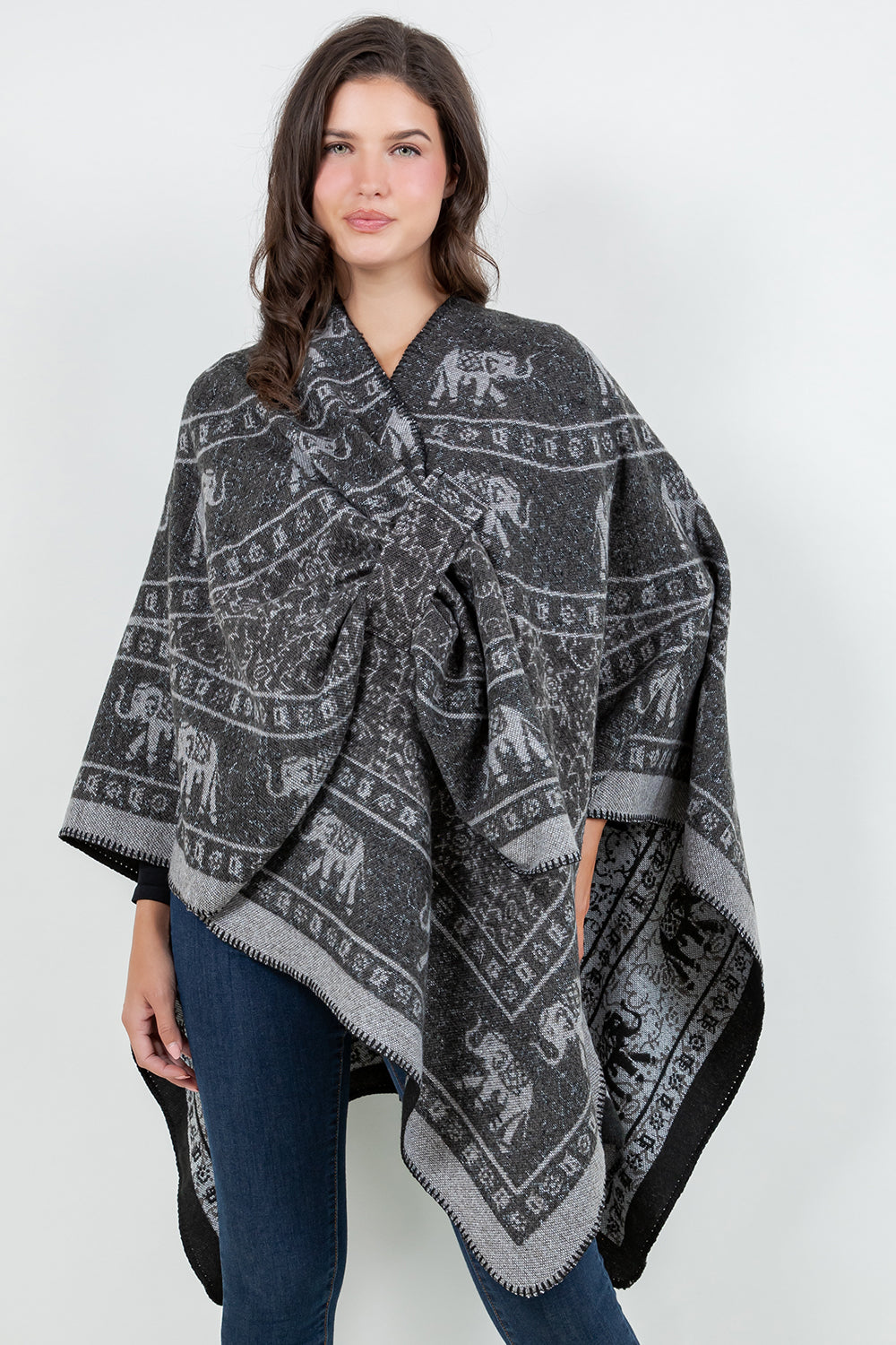 SH-4330 Elephant Motif Shawl