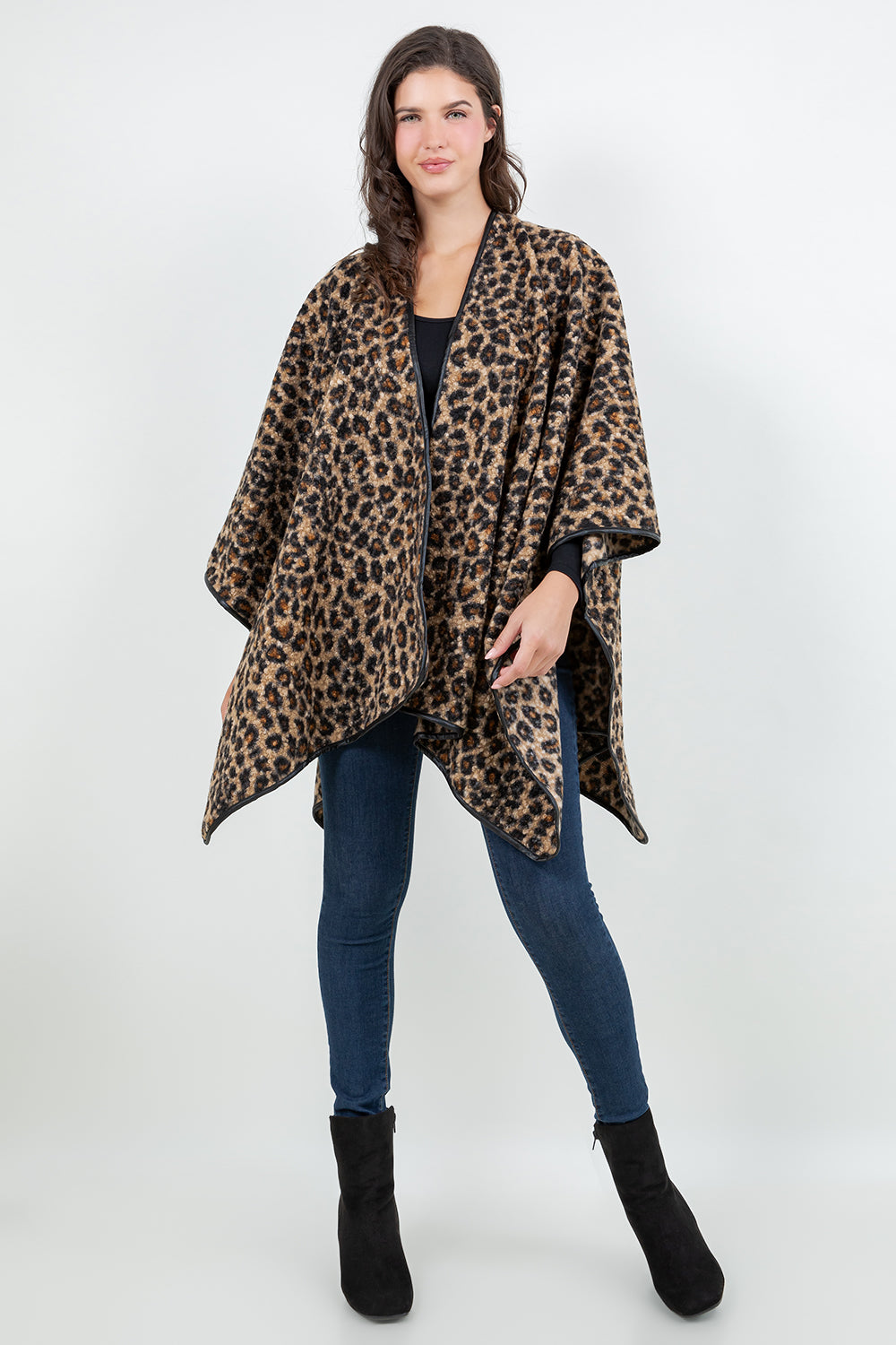 SH-4331 – Leopard Print Wrap with Faux Leather Trim