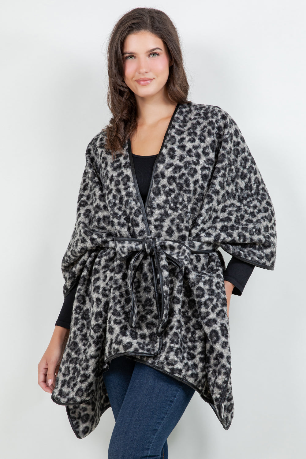 SH-4331 – Leopard Print Wrap with Faux Leather Trim