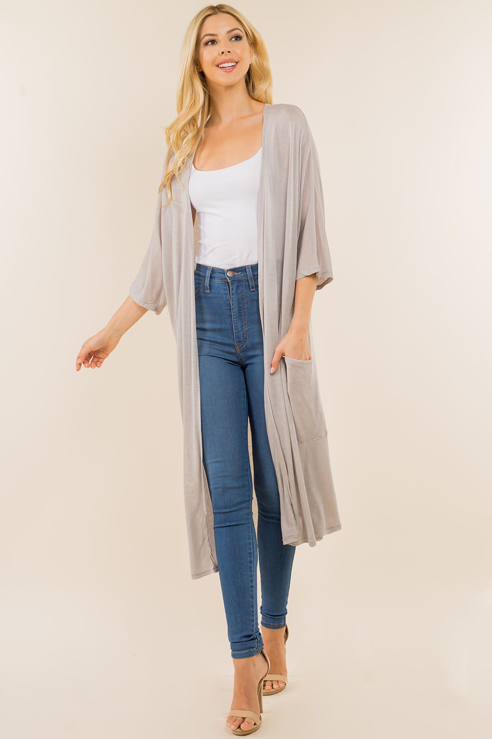 CA-8881 solid long cardigan