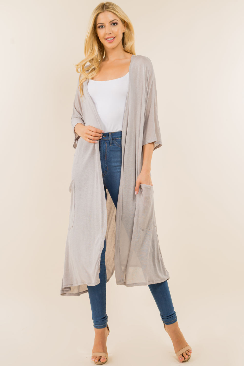 CA-8881 solid long cardigan