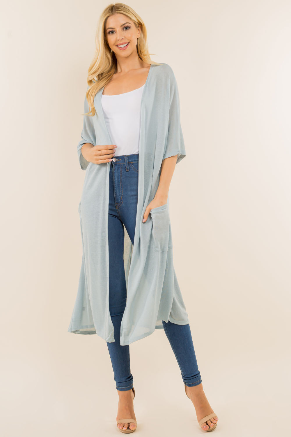 CA-8881 solid long cardigan