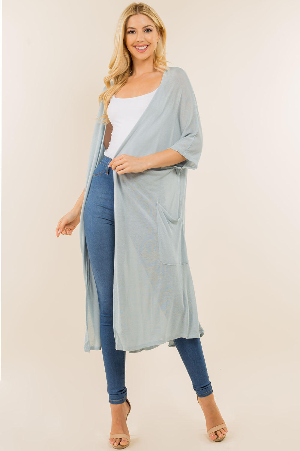 CA-8881 solid long cardigan