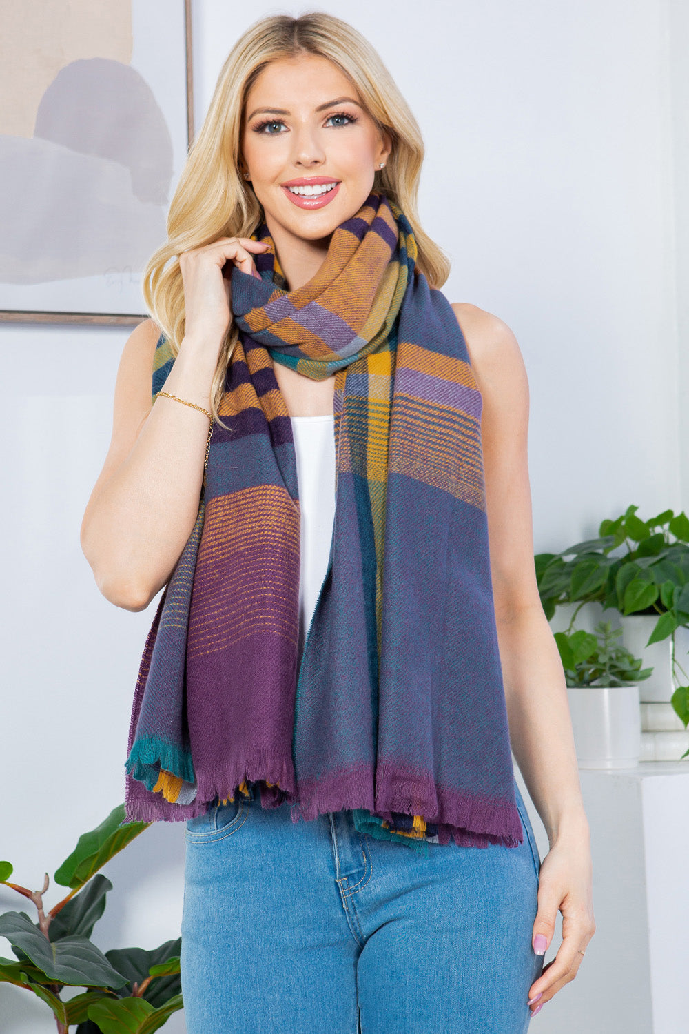 GAO-4266 plaid shawl