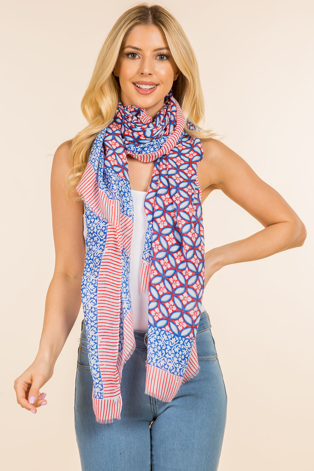 GPO-4010 geometric & border design scarf