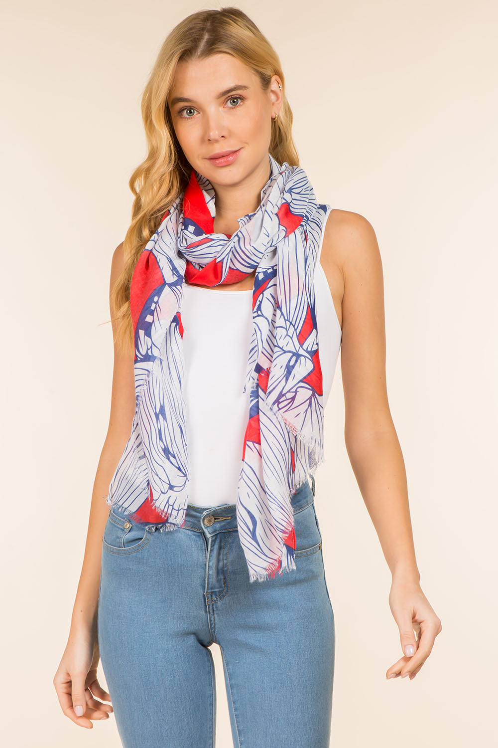 GPO-4114 pencil drawing floral scarf
