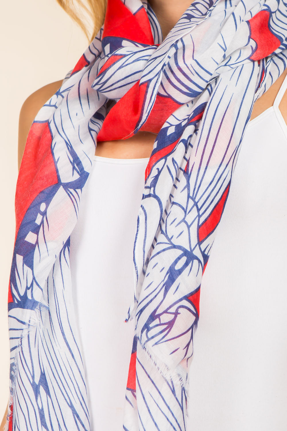 GPO-4114 pencil drawing floral scarf