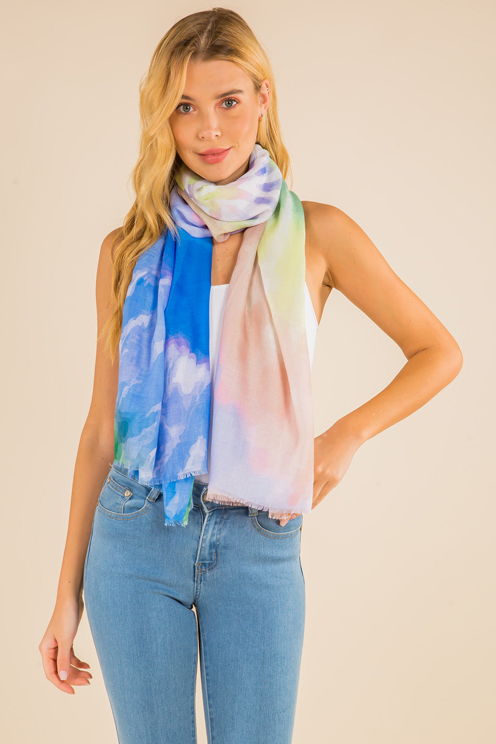 GPO-4117 watercolor ombre color scarf