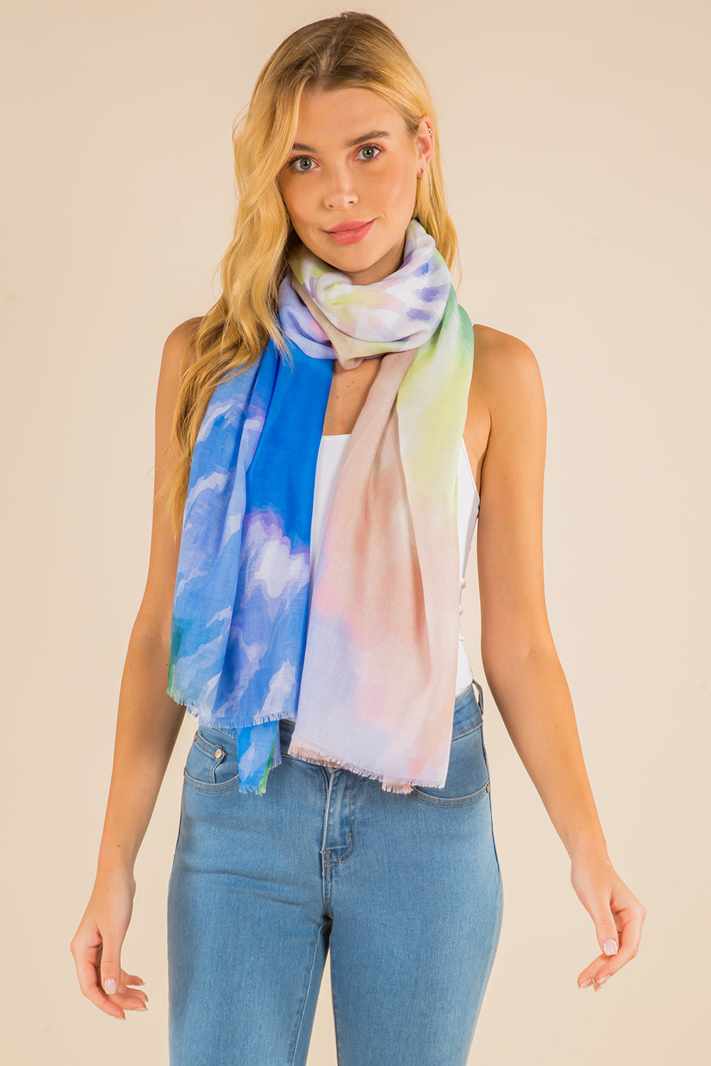 GPO-4117 watercolor ombre color scarf