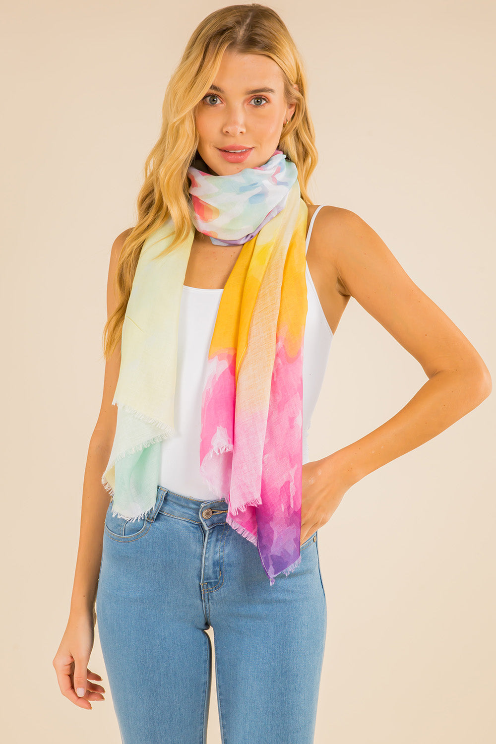 GPO-4117 watercolor ombre color scarf
