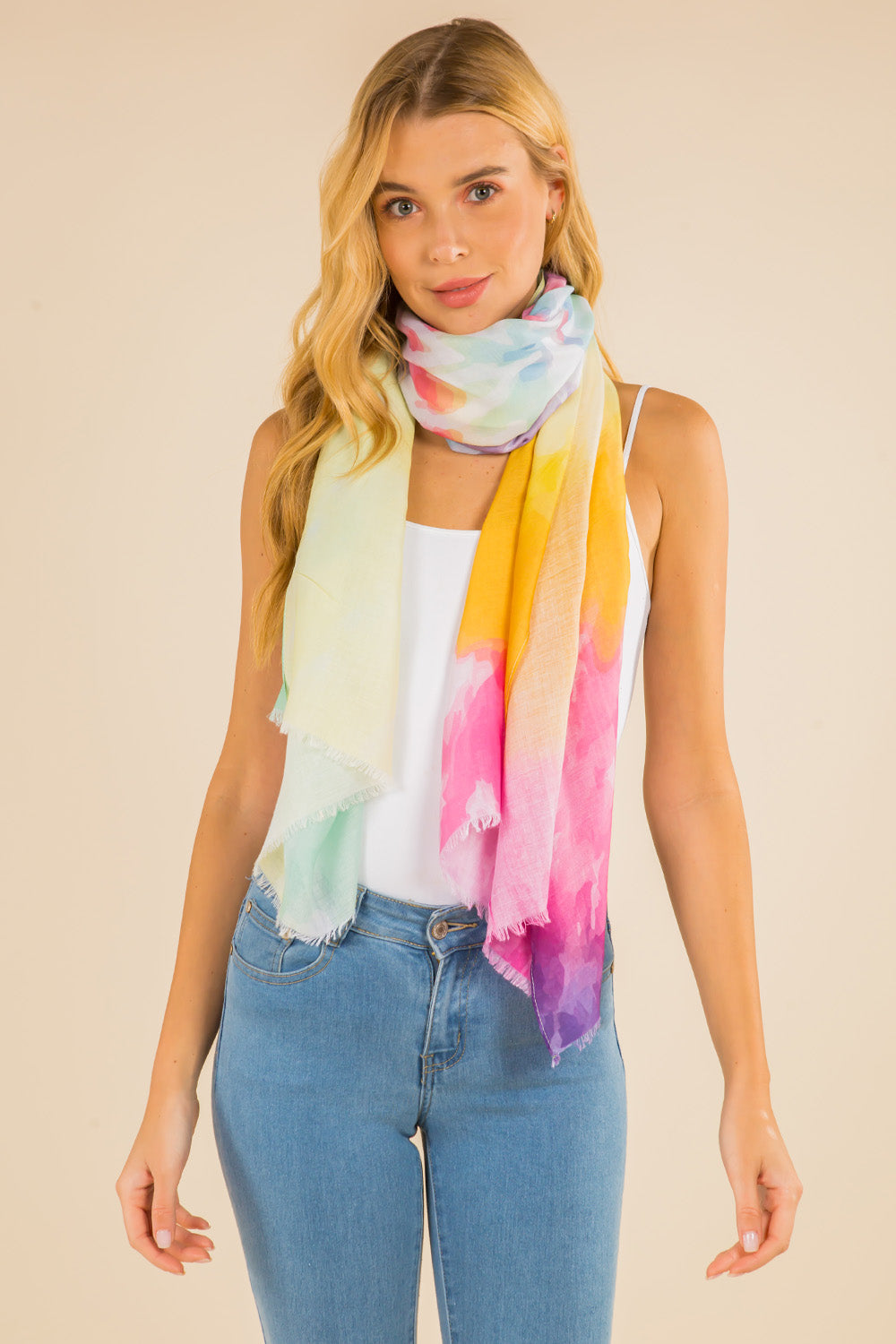 GPO-4117 watercolor ombre color scarf