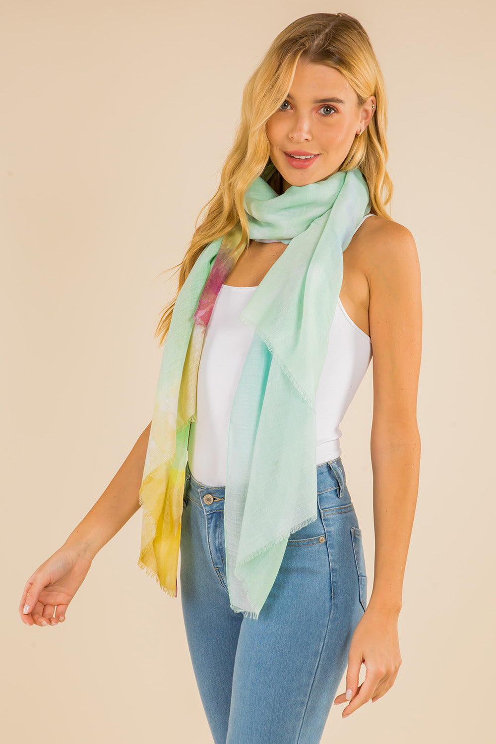 GPO-4117 watercolor ombre color scarf