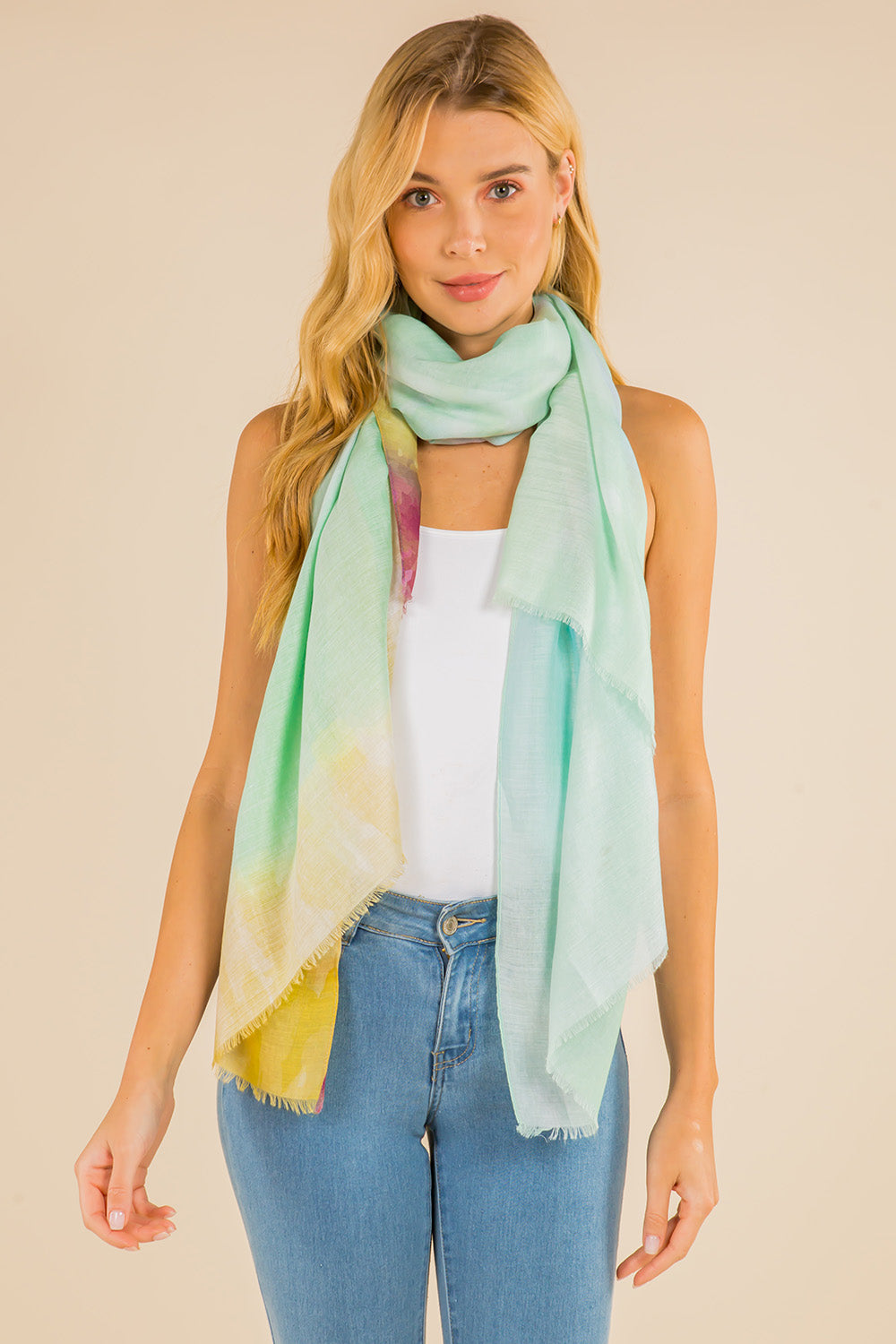 GPO-4117 watercolor ombre color scarf