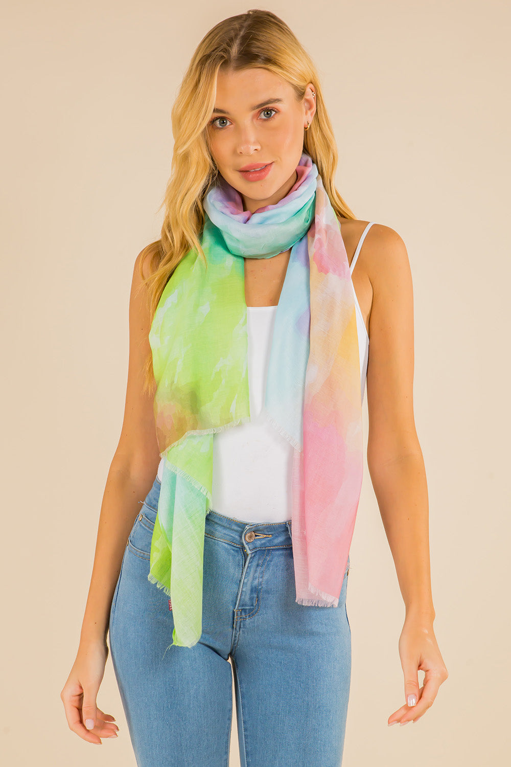 GPO-4117 watercolor ombre color scarf
