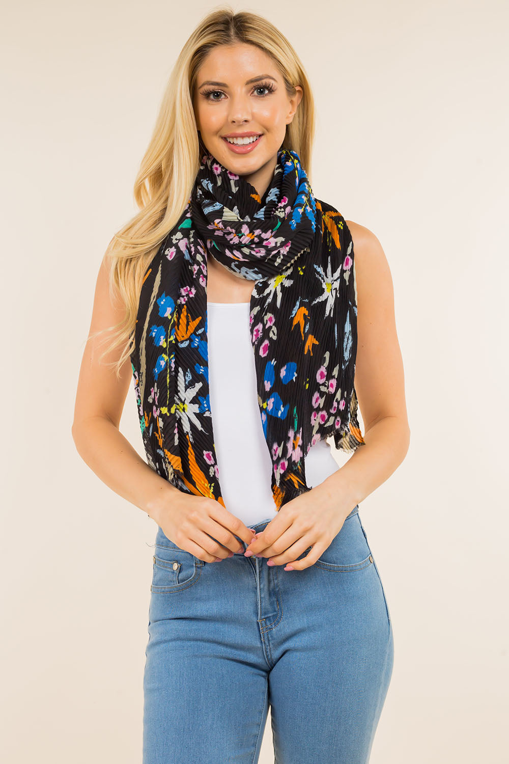 GPO-4131 colorful floral design scarf