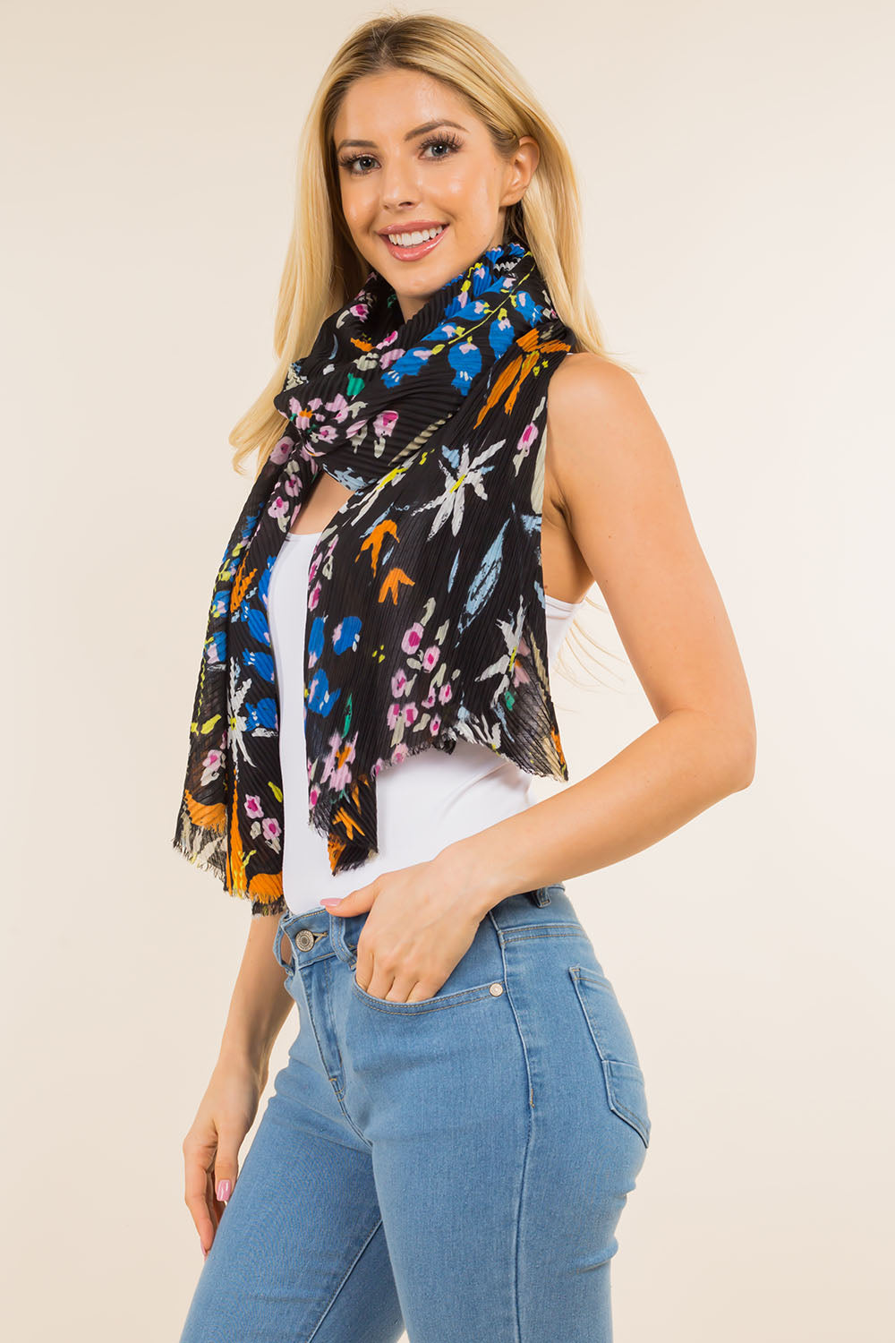 GPO-4131 colorful floral design scarf